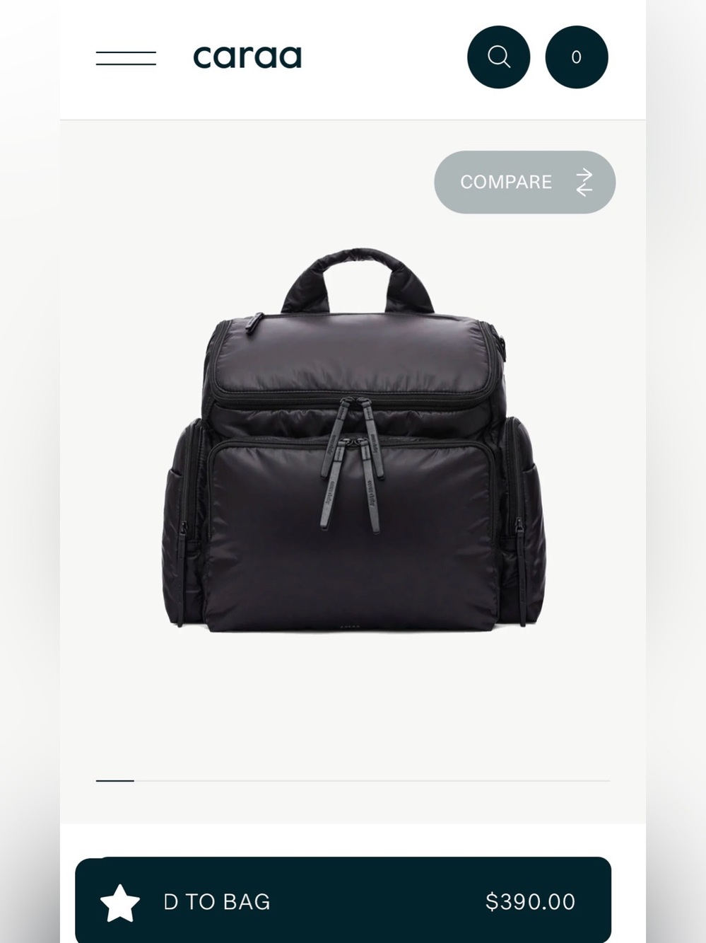 Caraa Black Nylon Baby Backpack size Large